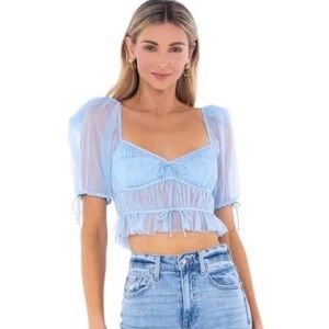 For Love And Lemons Sunshine Crop Top Light Blue New With Tags